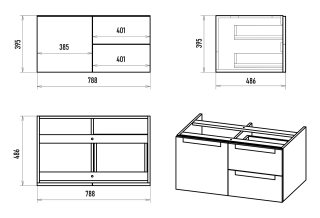 Подвесная тумба под раковину Brevita Cargo CAR-01080-011П2Я 80см белый